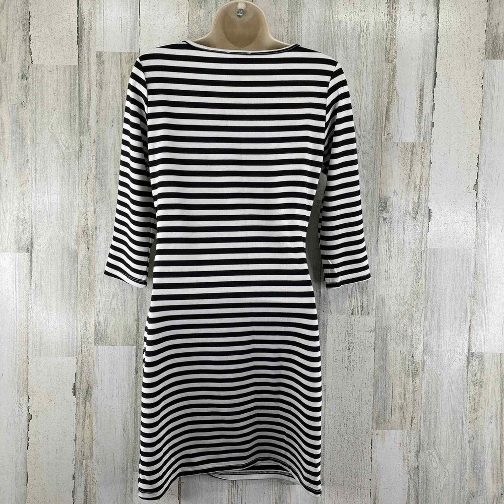 Yelete Dress Womens Medium Black White Stripe Rayon Soft Lightweight - Picture 5 of 11